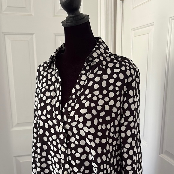 Ann Taylor Polka Dot Long Sleeve Button Down Shirt - Picture 3 of 11